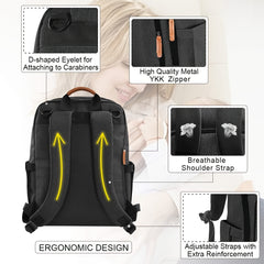 Portable Mommy Backpack With Insulated Pockets, Multifunction Waterproof Travel Bag For Mom And Dad