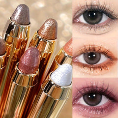 Glitter Highlighter Eyeshadow Pencil Shimmer Contouring Brightening Double-headed Eyeshadow Stick Lazy Eyeshadow Makeup Contains Plant Squalane Formula