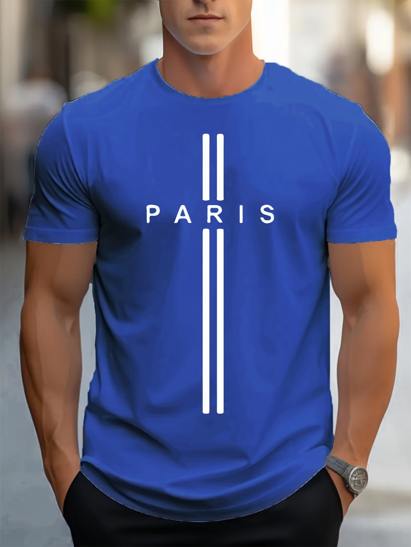 Summer Stylish Paris Print Men's T-shirt - Comfortable, Durable & Easy-Care, Ideal for Daily & Vacation Wear