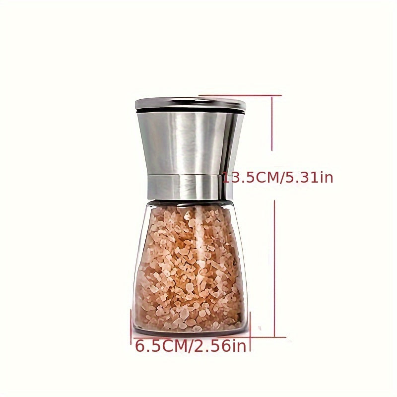 2PCS Pepper And Salt Grinder Set Mill Adjustable Stainless Steel Shaker Coarse