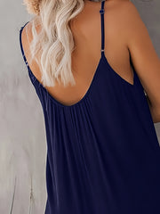 Plus Size Solid Color Cami Jumpsuit, Simple Casual Sleeveless Jumpsuit For Summer, Women's Plus Size Clothing