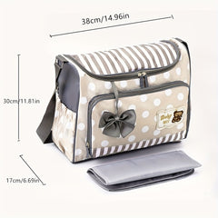 Fashion Print Large Polka Dot Mommy Bag, Large Capacity Mom Shoulder Bag, Mother Diaper Bag