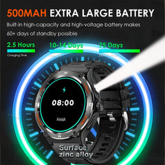 2024 Smart Watch For Men 3.89cm Smart Watch (Answer/Make Calls) With Ultra Powerful Flashlight 100+Sports Modes Fitness Tracker, 500mAh Extra-Long Battery, Compass, Waterproof Rugged Smartwatch Smart Watch For IPhone/Android