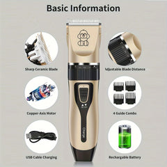 1pc Rechargeable Low-Noise Cordless Pet Clipper Pro - Quiet, Easy Grooming for Dogs, Cats, and Humans - USB Charging, Lithium Battery, Suitable for Various Hair Lengths and Sizes, Professional Trimming Kit