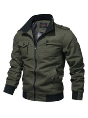 Trendy Mens Cotton Bomber Jacket - Stand Collar, Secure Pockets, Ideal for Autumn & Winter