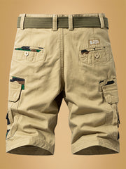 Multi-Pocket Breathable Cotton Cargo Shorts - Comfort-Fit Color Block, Ideal for Outdoor Adventures, Fishing & Hiking