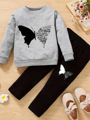 Kids Fashion Outfit Set Sweatshirt + Trousers Long Sleeve Cute Animal Pattern Top Round Neck Casual Slim-fit Clothes For Autumn