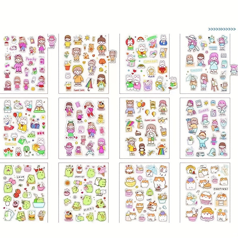 Heartfelt Journal Stickers - Student Girl Stickers - Cartoon Stickers Free Cutting Scrapbook Material - Perfect Gift!