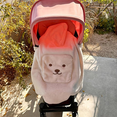 Bear Embroidery Stroller Windproof Throw Blanket, Warm Blanket Going Out Portable Carrier Blanket, Cloak Fall Winter Windshield Stroller Throw BlanketCarrier Waist Stool Windproof Warm Thickened Cover