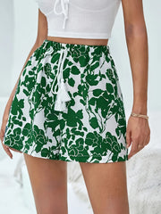 Women's Floral Print Drawstring Shorts - Casual Summer Vacation Style With Elastic Waistband & Pockets