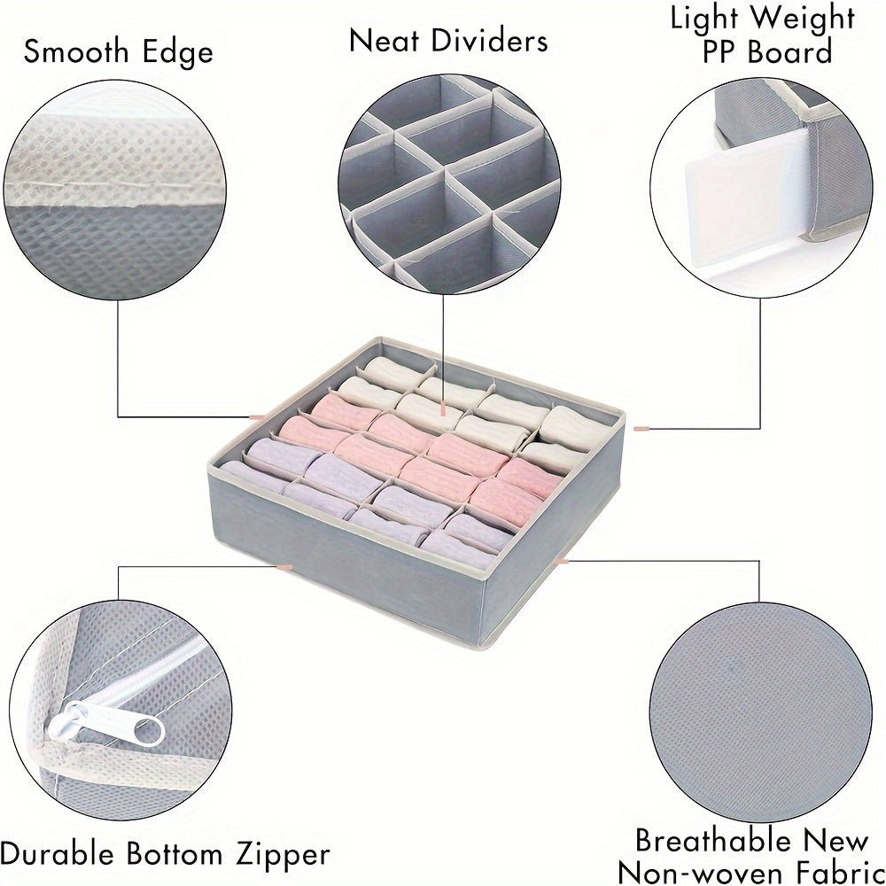 24 Grids Collapsible Closet Cabinet Organizer: Perfect for Socks, Underwear, Handkerchiefs, Ties, and Belts