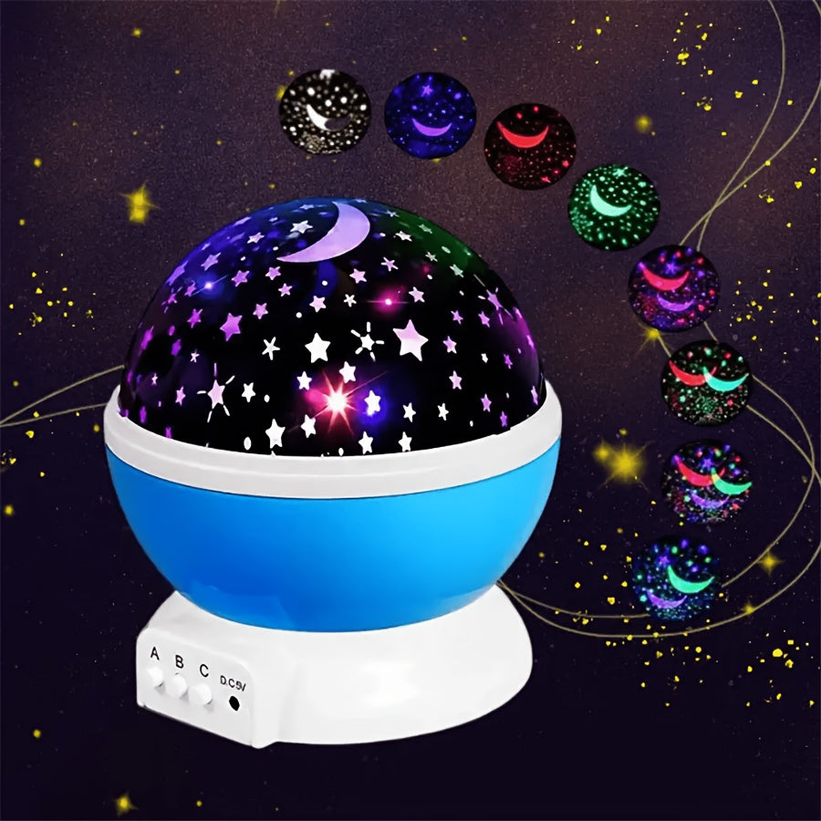 1pc 360° Rotating Star Moon Projector Night Light - 12 Color Changing Modes, USB Rechargeable, Creates Enchanting Atmosphere for Bedrooms, Parties, Perfect Birthday Gift