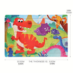 Wooden 30-Piece Large Cartoon Puzzle: Early Education for Kids, Enhances Hand-Eye Coordination, Suitable for Ages 3-8