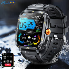 JELLOO Smart Watch With Exercise Recording/Voice Assistant/Timer/ Stopwatch For Men Women, 4.98cmSmartwatch With Wireless Call (Answer/Make/Reject Calls)/3 ATM Sport Fitness Tracker With Multi-Sports Mode