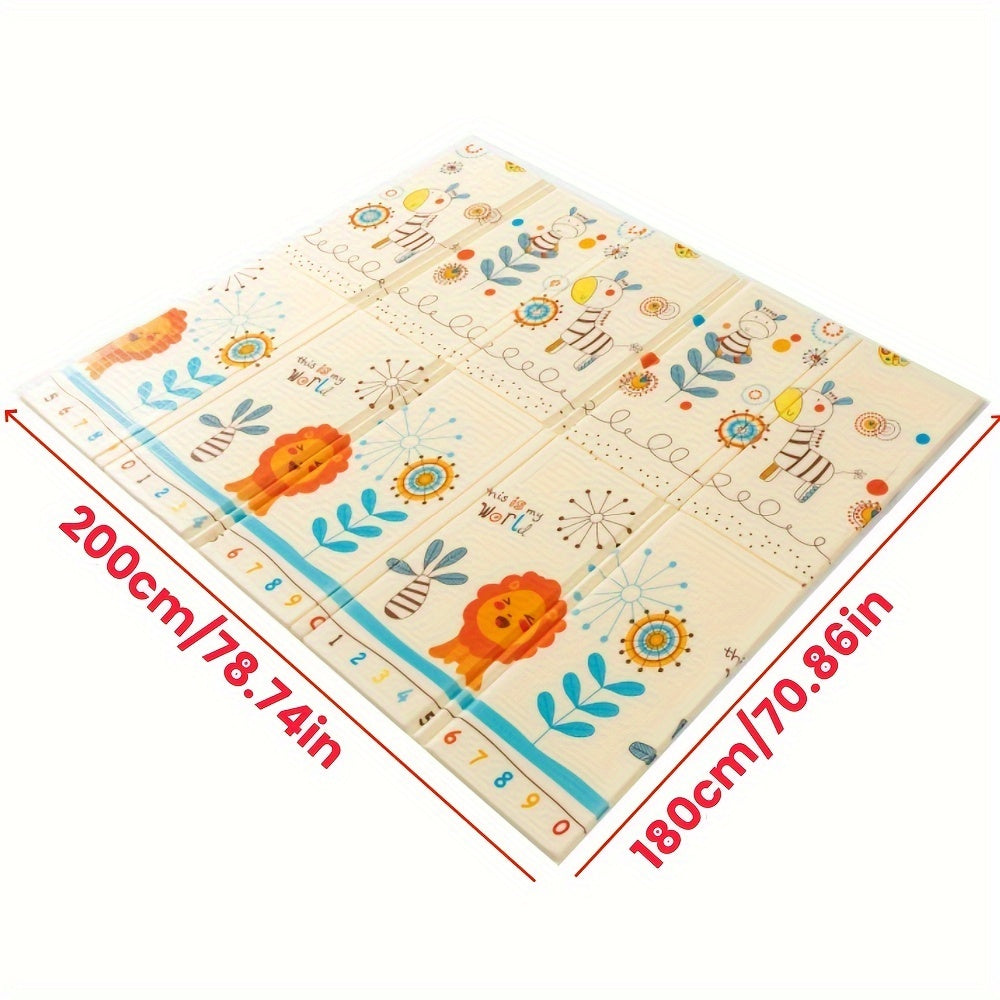 Reversible Xpe Crawling Mat For Young Youngsters 0-3 - Adorable Animal Motif, Waterproof & Simple To Clean, Ideal For Play & Living Room Decor