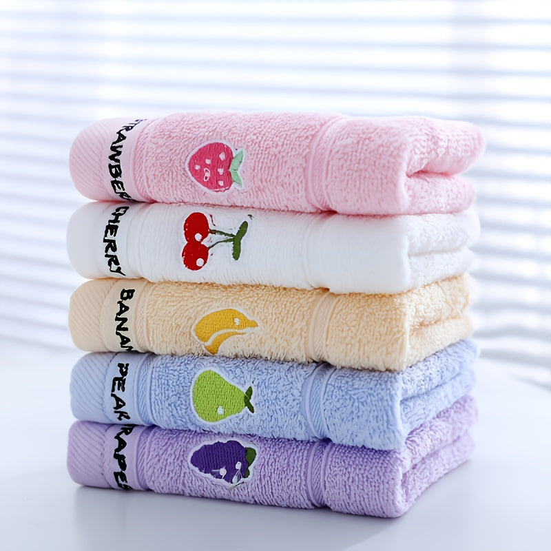 5pcs Children's Pure Cartoon Animal Primary Baby School Students Face Towel, Soft Absorbent Household Bath 23.88*44.96cm Towel