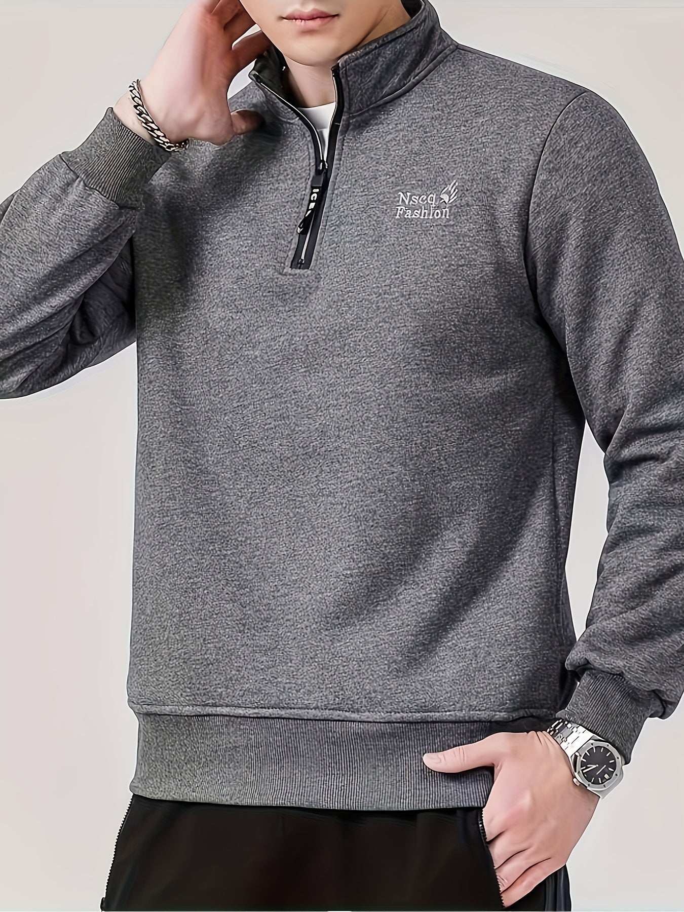 Mens Cozy Winter Sweatshirt - Soft and Warm Fleece Lined, Easy-On Zip-Up Closure, Stylish Stand-Up Collar Design, Ultra Cozy and Comfortable - Perfect for Casual Occasions, Ideal for Cold Winter Days, Pullover Style