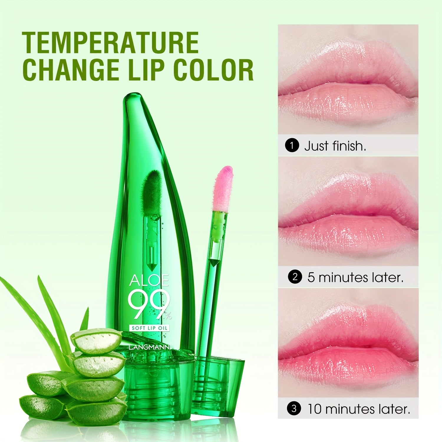 Aloe Vera Color Changing Lipstick Long Lasting Lip Care Nutritious Plumper Lip Balm Moisturizer Magic Temperature Color Change Lip Gloss Matte Makeup Valentine's Day Gifts