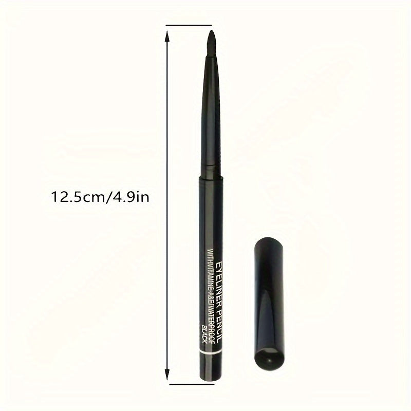 1PC Smooth Glide Black Eyeliner Pencil, Easy to Apply, Waterproof, Beginner-Friendly Formula with Vitamin E – Long-Lasting Intense Color Eyeliner