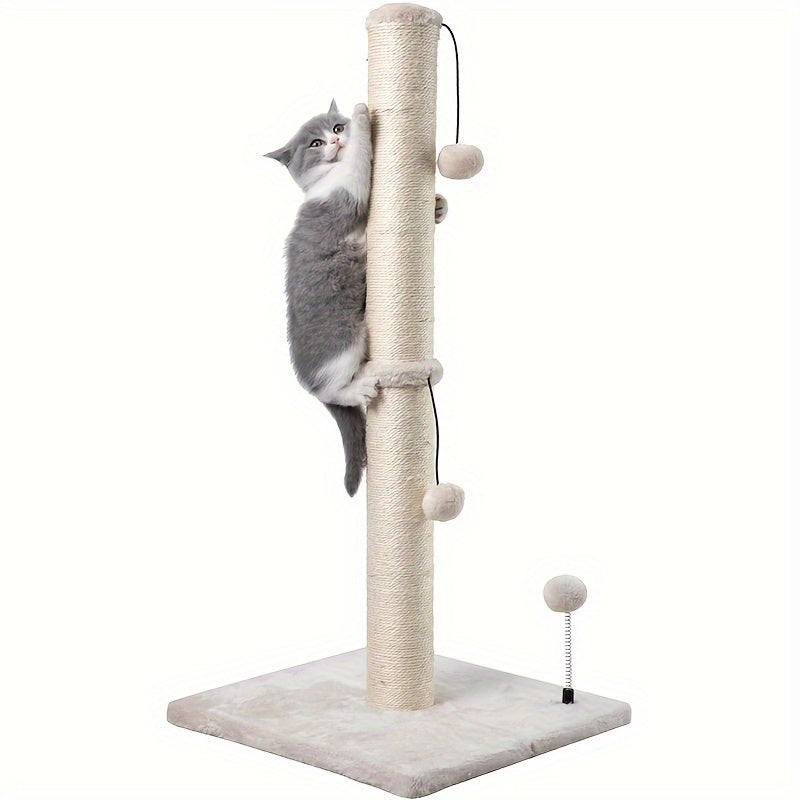 MECOOL 86.36cm Tall Cat Scratching Post with Hanging Balls - Sisal Scratch Pole for Adult Cats and Kittens - Kerala Elegance