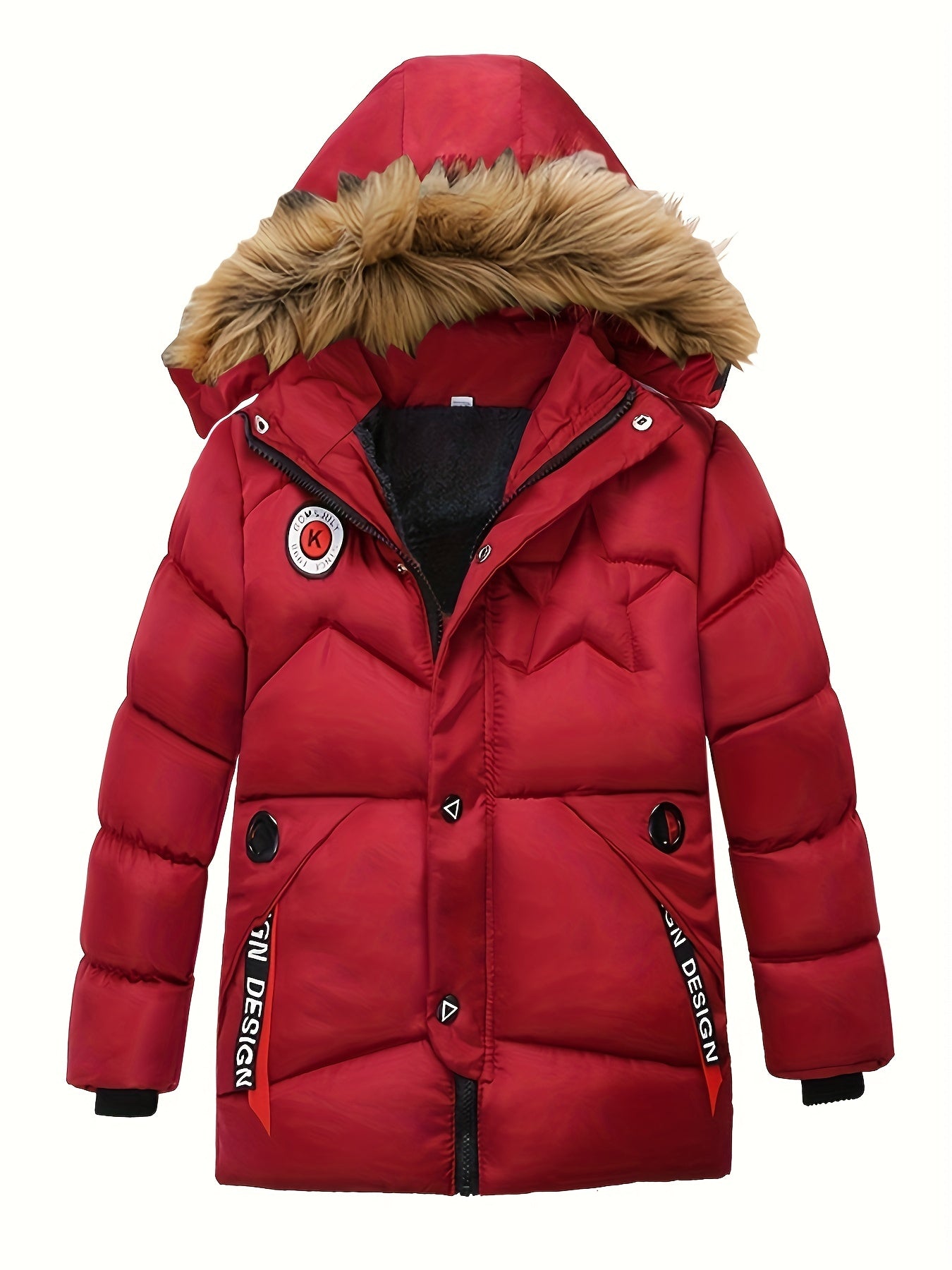 Boy's Hooded Down Jacket with Fleece Lining - Warm, Zip-Up Winter Coat, Perfect for Outdoor Activities and Gifting