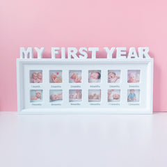 12-Month Baby Milestone Photo Frame - Capturing Adorable Growth Moments, Gender-Neutral Design for Your Little Ones 1st Birthday and Holiday Celebrations, Perfect Neutral Gift Idea