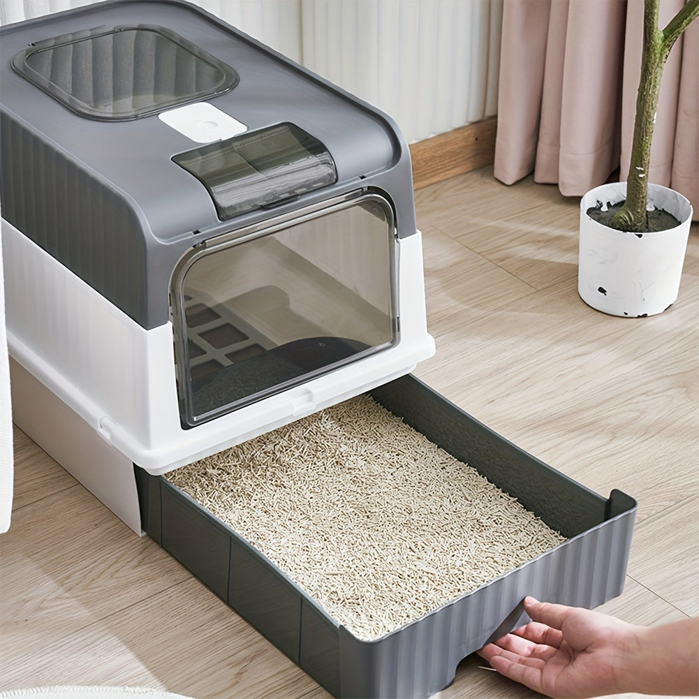 Automatic Self-Cleaning Cat Litter Box, Extra-Large, Enclosed Drawer Type Cat Toilet, Foldable, Odor Control, Pet Hygienic Cleaning Solution