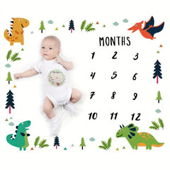 Newborn Baby Monthly Growth Milestone Photography Props,, Commemorative DIY Dinosaur Print Background Cloth, Infant Boy Girl Photo Accessories