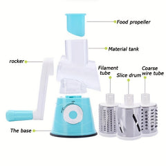 1pc, Vegetable Slicer, Multifunctional Fruit Slicer, TableTop Drum Grater, Manual Food Grater, Roller Vegetable Grater, Cutter, Potato Grater, Household Potato Chopper, Kitchen Stuff, Kitchen Gadgets