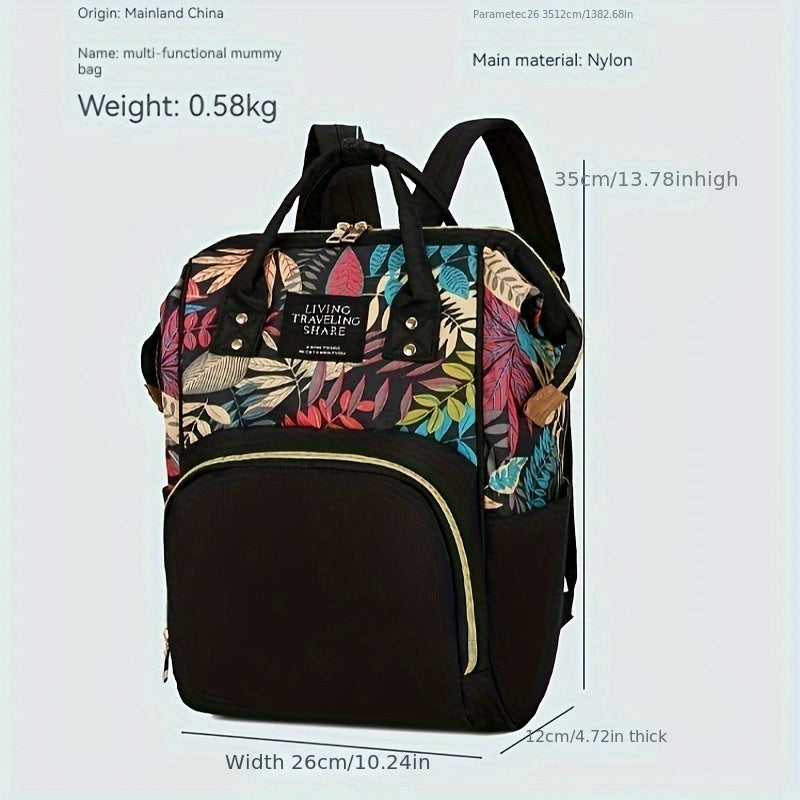 Paisley Print Diaper Bag - Large Capacity Oxford Fabric, Ideal For Parents With Young Youngsters 14+