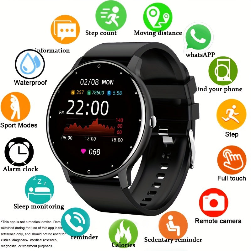 Multifunctional Sports Smartwatch–Waterproof & Full Touch Screen Display–Men's Fitness Tracker for Android & iOS–Activity Monitoring & Connectivity Essentials