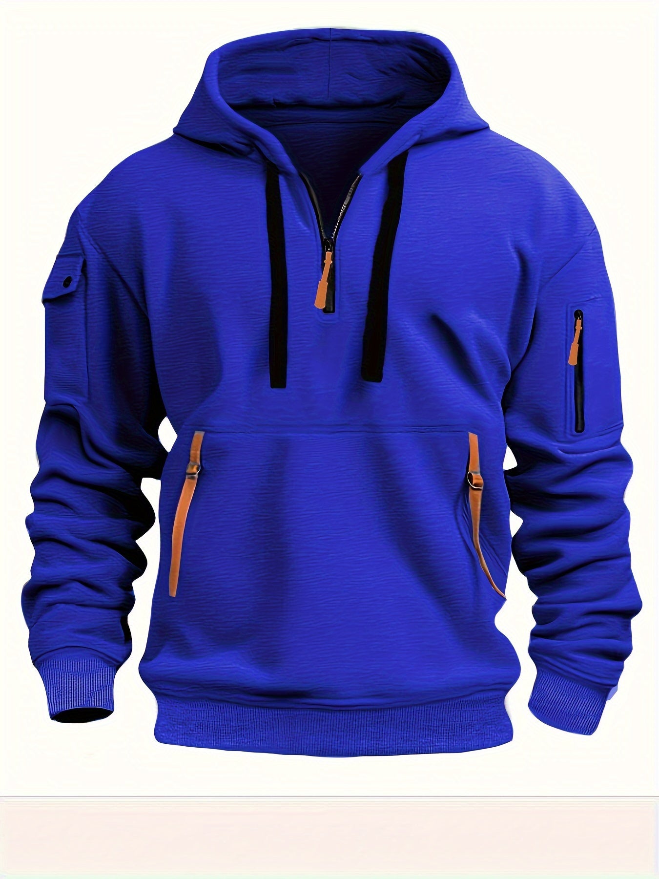 Mens Stylish Half-Zip Sports Hoodie - Sporty Athletic Style with Handy Pockets - Ultra-Comfortable Casual Pullover Sweatshirt