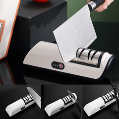 Multifunctional Electric Knife Sharpener with USB Charging, Built-in Lithium Battery, Automatic Fast Sharpening Tool for Kitchen Knives - ABS Material