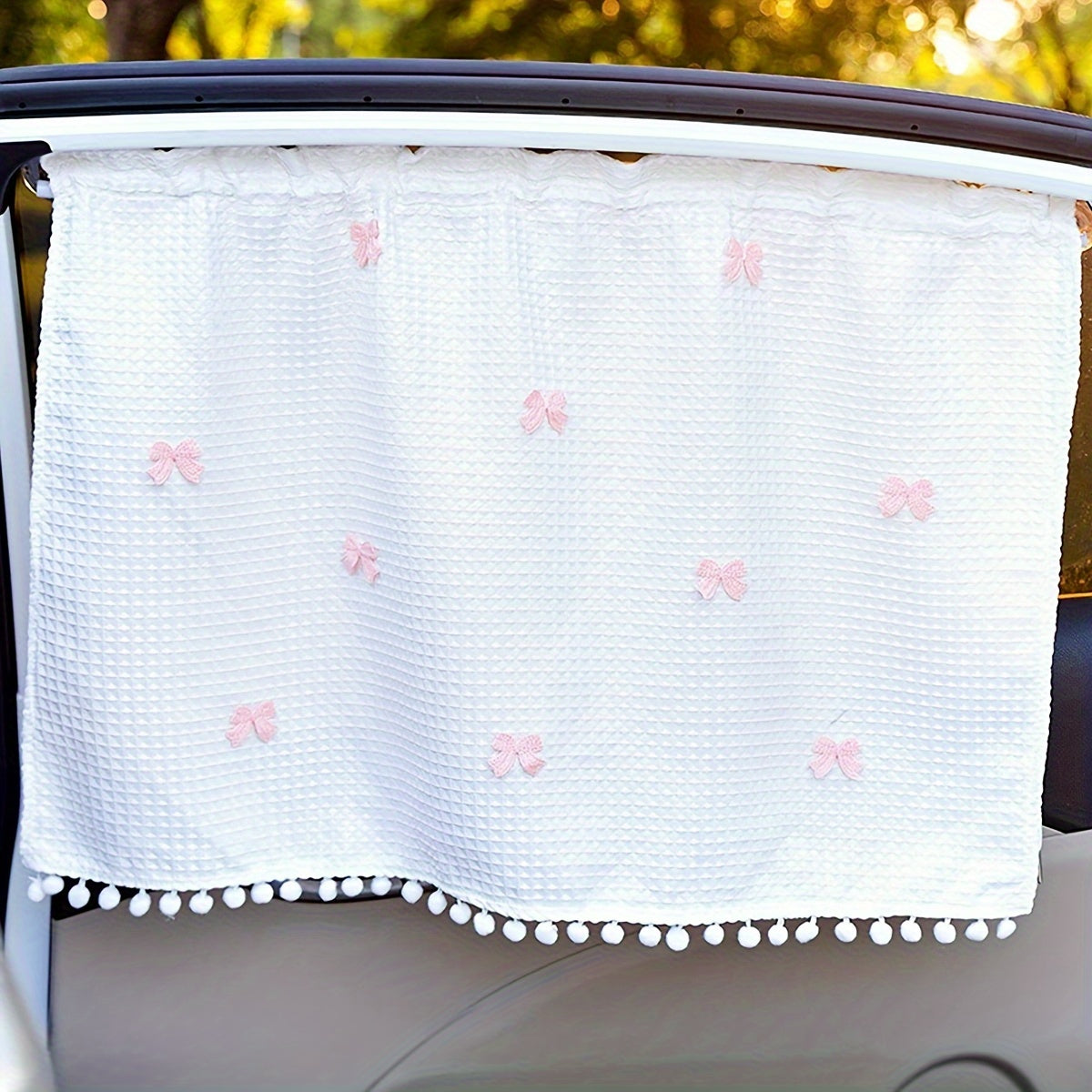 Car Seat Sunshade - Durable Polyester, Heat-Resistant & Uv Protection Curtain With Drawstring For Rear Seats