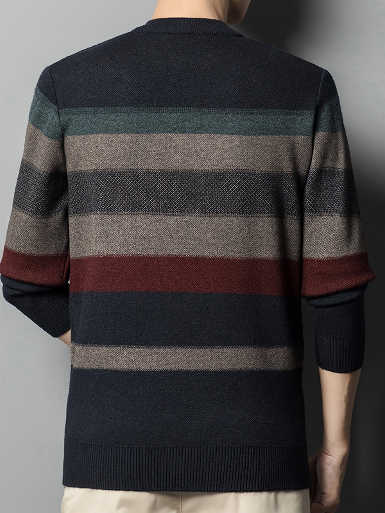 Cozy Color Block Sweater - Softly Knitted, Ultra-Stretchy, Classic Crew Neck, Warm and Cozy for Cold Weather - Designed for Men, Perfect for Fall and Winter Seasons