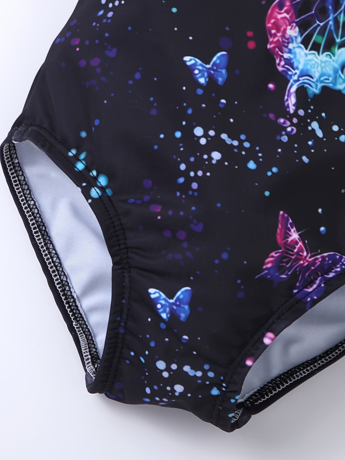 1-Piece Girls Butterflies Print Swimsuit - Sleeveless, Stretchy & Vibrant Design - Perfect for Pool & Beach Adventures