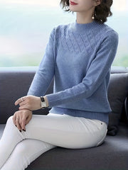 Chic Womens Long Sleeve Mock Neck Sweater - Refined Fall & Spring Wear - Elegant Casual Style for Versatile Styling