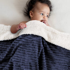 Thick Baby Blanket, Fuzzy Sherpa Fleece Blanket Soft Reversible Warm Receiving Blankets For Toddler, Infant, Boys And Girls Gift Reversible Cozy Blanket For Crib, Stroller, Nap, Outdoor (Navy, 30"x40")