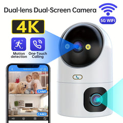 4K PTZ wireless IP camera 5G WiFi dual-lens dual-screen camera automatic tracking baby care monitor street security camera