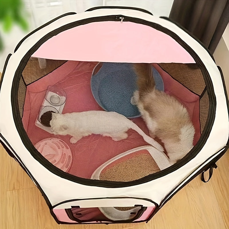 1pc Premium Foldable Octagonal Pet Playpen Tent - Spacious & Scratchproof, Oxford Cloth, Traditional Style for Indoor/Outdoor Fun, Perfect Safe Haven for Cats & Dogs