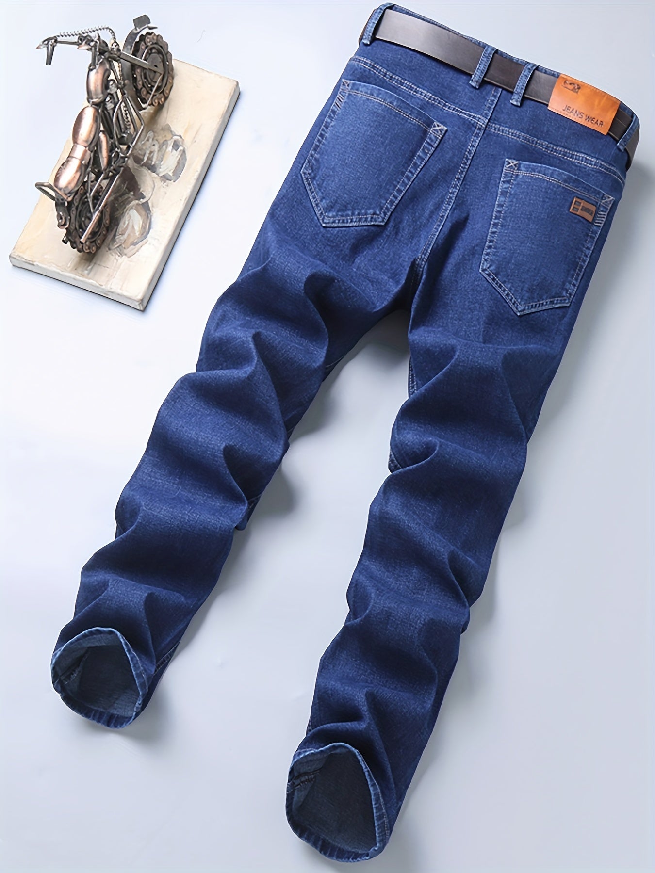 Mens Regular Fit Stretch Denim Jeans - Casual Street Style, Straight Leg, Spring Summer Fashion - Comfortable, Versatile, Ideal Gift for Him