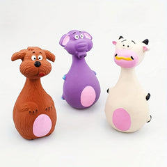 Chewy Dog Toy Set: 4 Playful Rubber Toys with Cartoon Designs for Your Pooch - Kerala Elegance