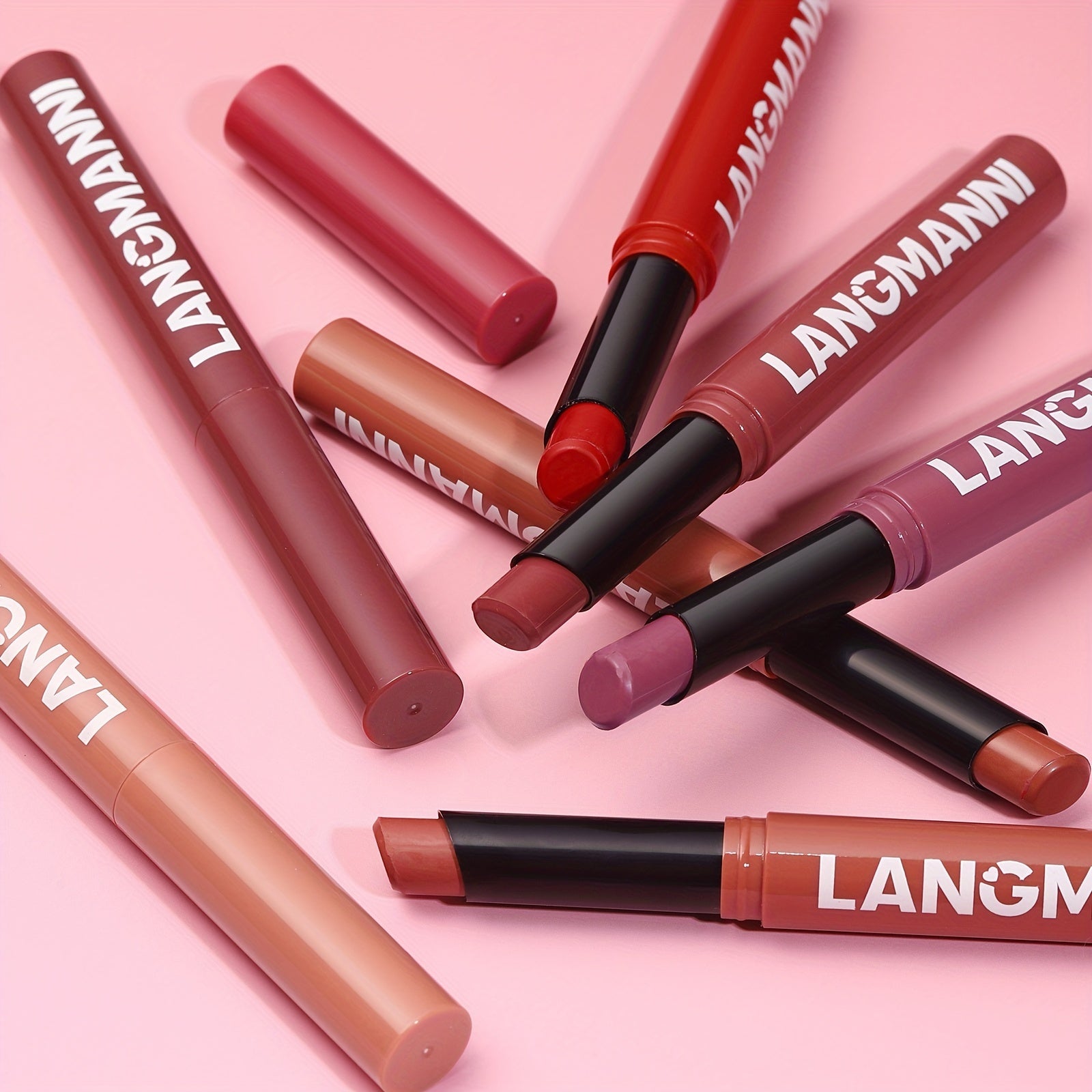 LANGMANNI 12 Color Lip Sticks: Luxurious Matte Lip Sticks with Shimmering Finish, Waterproof, Long-Lasting, and Moisturizing, Suitable for Vibrant Orange, Berry, Mixed, Pink, and Red Tones for Fuller Lips