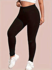 Plus Size Solid Skinny Leggings, Casual Every Day Stretchy Leggings, Women's Plus Size Clothing