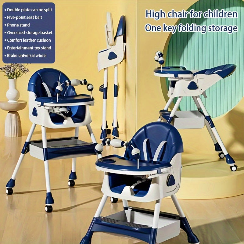 Modern Portable Foldable Baby High Chair - Adjustable, Multifunctional Dining Table For Infants 0-3 Years, Easy Assembly Baby Furniture Baby Chair