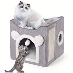 Pet Double Layer Cat Nest Cat Bed, Suitbale For All Seasons, Winter Warm Large Pet Nest Villa, Cat And Pet Supplies