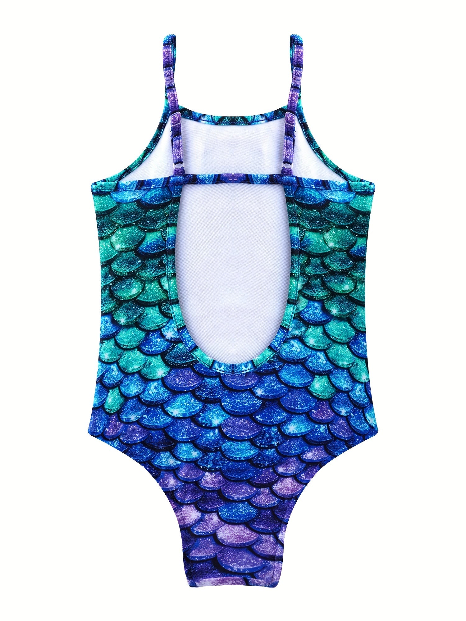 Glamorous Girls Ruffle Mermaid Swimsuit with Adjustable Spaghetti Straps - Flouncy Front & Backless Design - One-Piece Bathing Suit for Pool & Beach Adventures