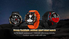 2024 Smart Watch For Men 3.89cm Smart Watch (Answer/Make Calls) With Ultra Powerful Flashlight 100+Sports Modes Fitness Tracker, 500mAh Extra-Long Battery, Compass, Waterproof Rugged Smartwatch Smart Watch For IPhone/Android