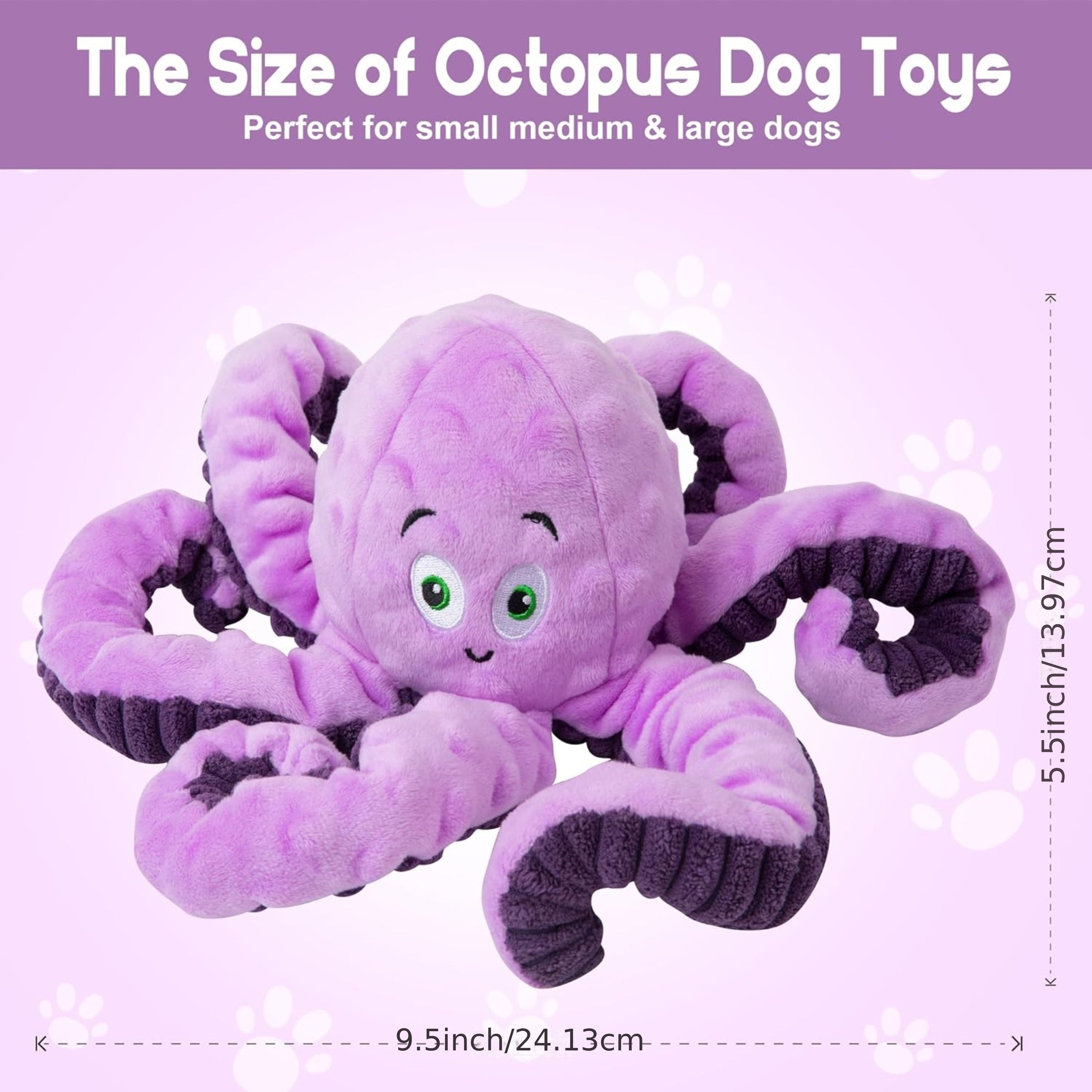 Interactive Plush Octopus Dog Toy with Squeaker - Durable Squeaky Pet Chew Toy for Anxiety Relief and Teeth Cleaning - Suitable for All Dog Breeds - Non-Battery Operated - Kerala Elegance