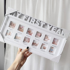 12-Month Baby Milestone Photo Frame - Capturing Adorable Growth Moments, Gender-Neutral Design for Your Little Ones 1st Birthday and Holiday Celebrations, Perfect Neutral Gift Idea